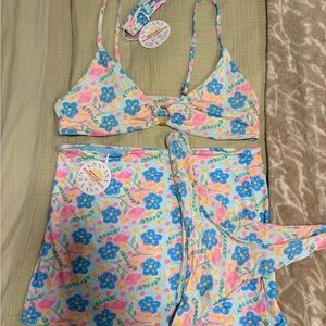 BNWT Grey Bandit x Anna Stowell Blue Floral Women's Swim Set - Multicolor